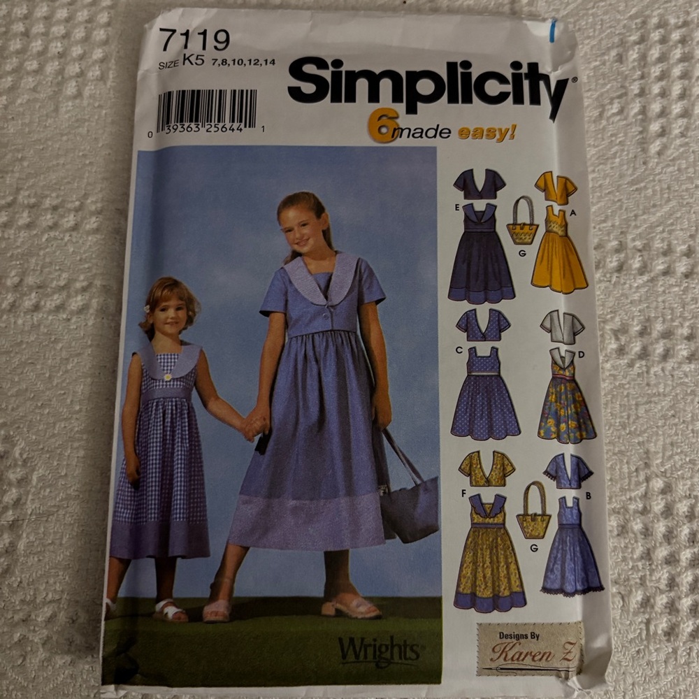 Simplicity Pattern 7119 K5 for Girl’s Dress, Jacket, and Purse